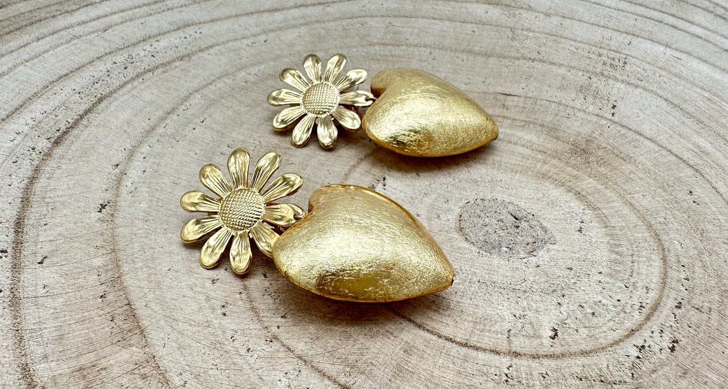 BOUCLES D'OREILLES COEURS CABOUCLES D'OREILLESCHONS FLEURS - Francine BRAMLI