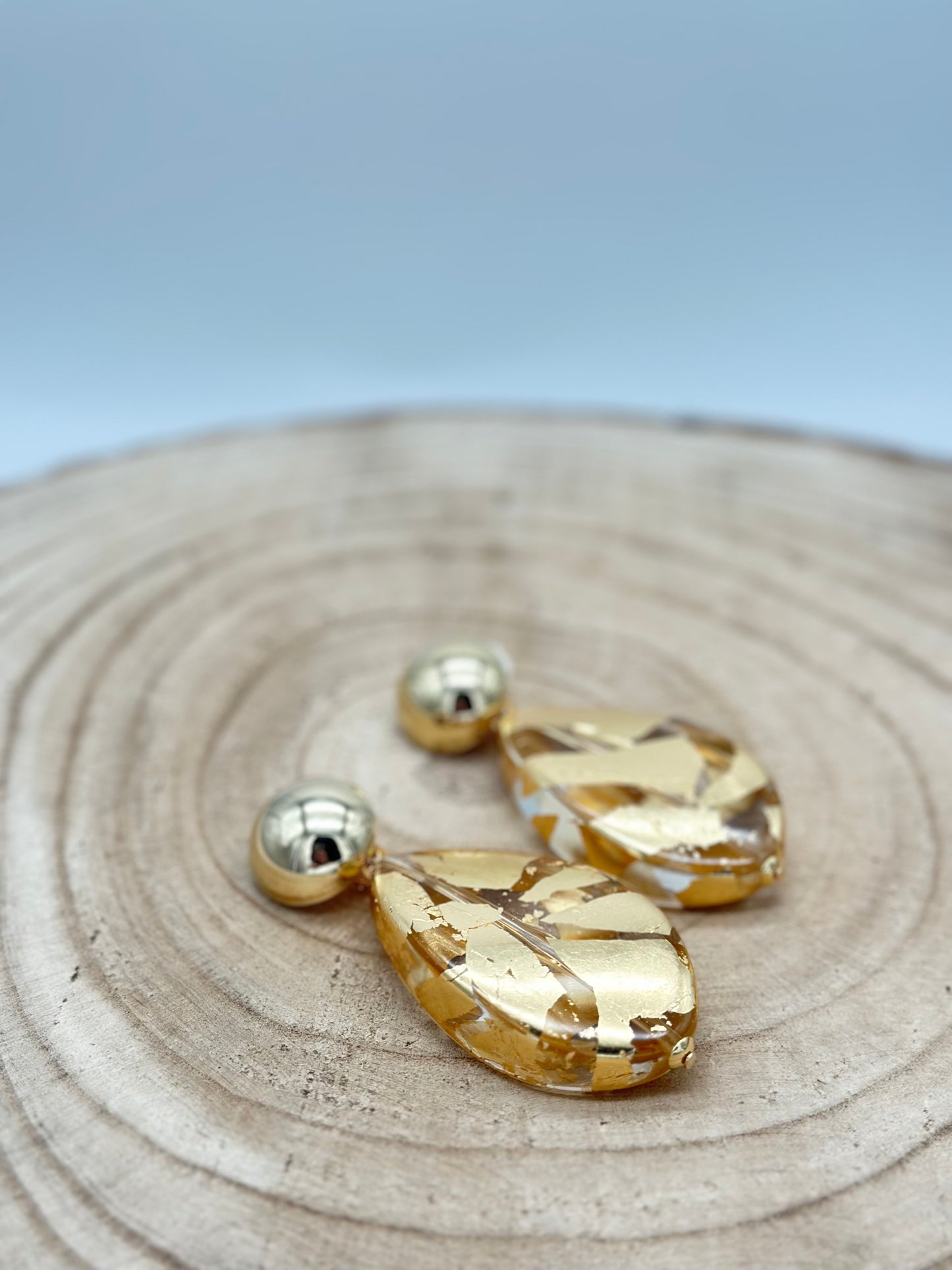 Boucles d’oreilles goutte feuille d’or - Francine BRAMLI