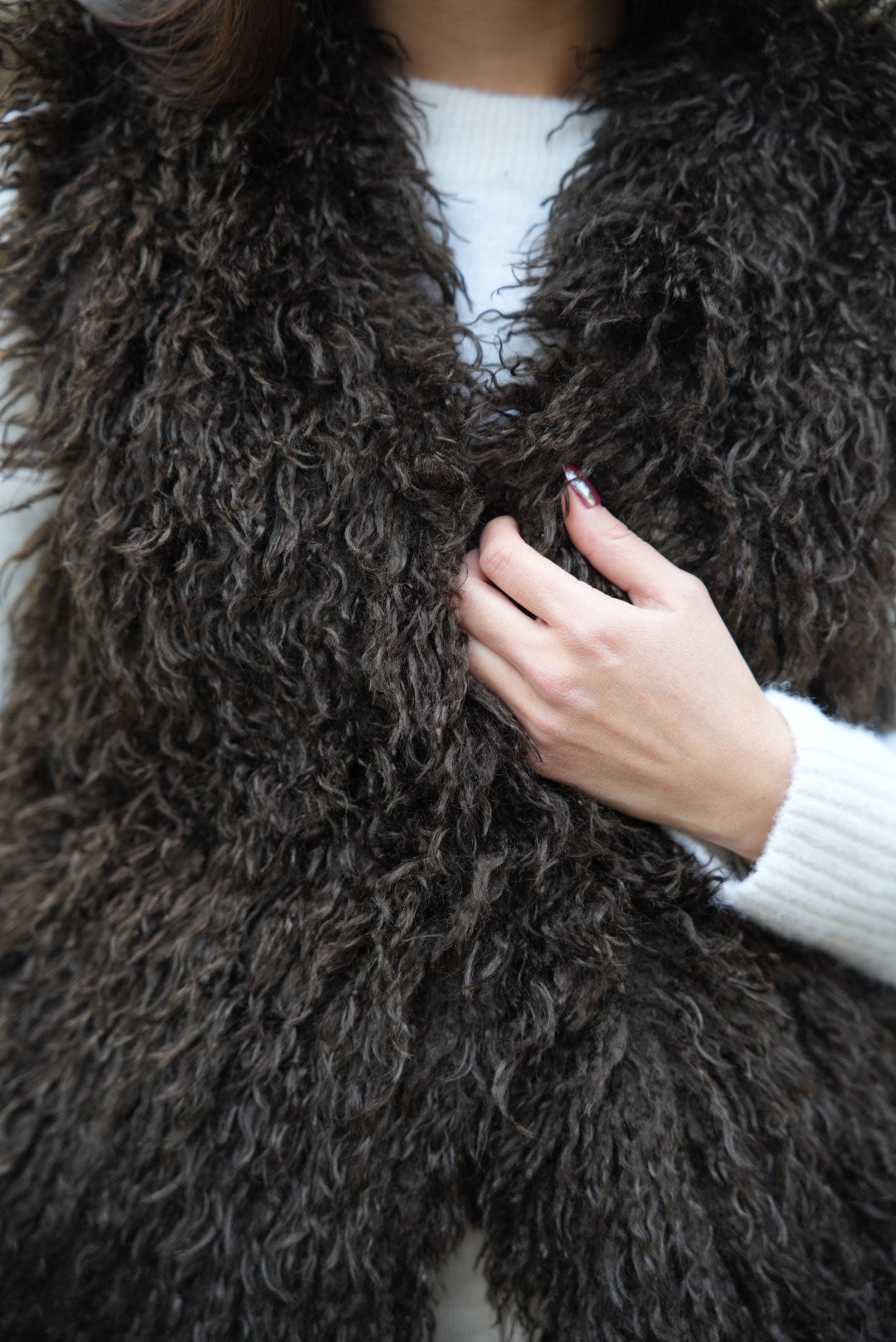 Veste sans manches fausse fourrure