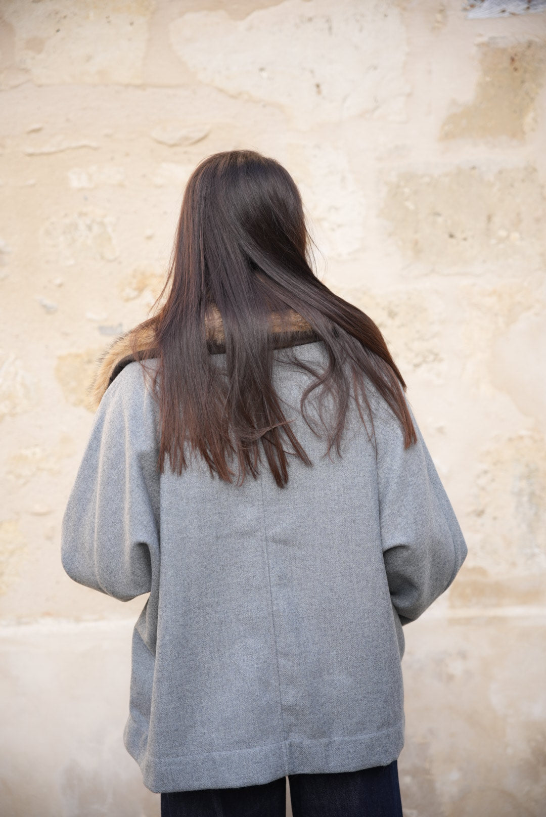 Manteau col fausse fourrure