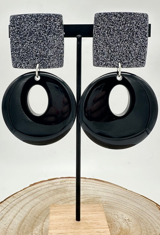 BO noire et pailletée  en résine- Francine BRAMLI