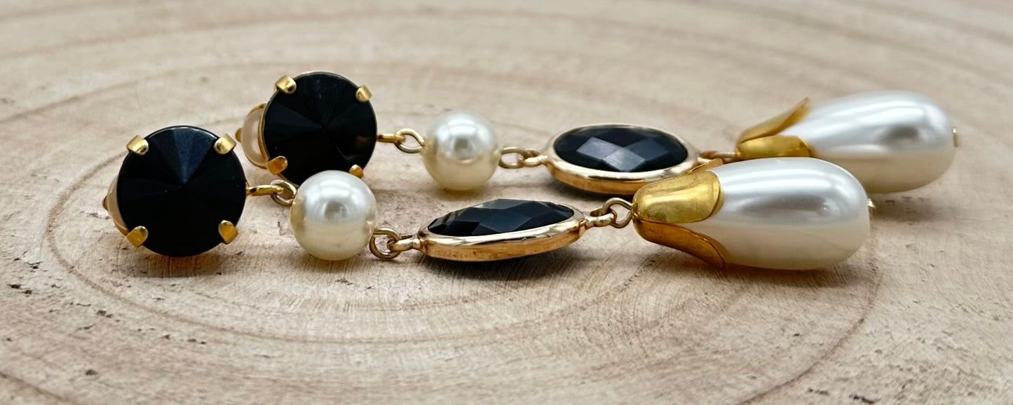 BOUCLES D'OREILLES ÉLÉMENTS SCINTILLANTS/ PERLES - Francine BRAMLI