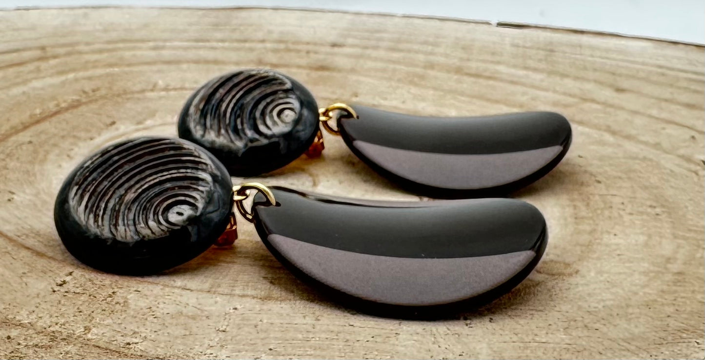 BOUCLES D'OREILLES NOIRE - Francine BRAMLI