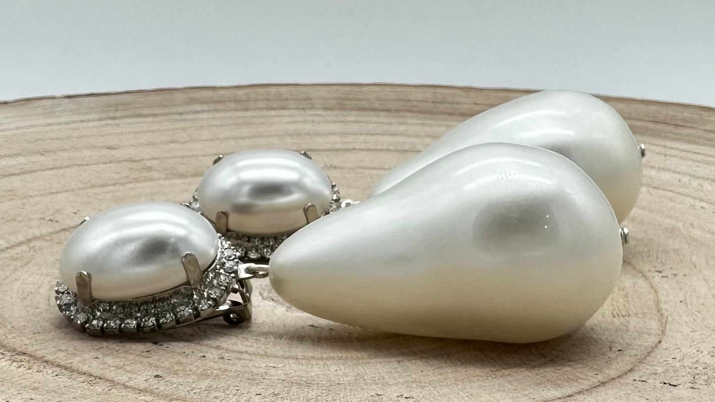 BOUCLES D'OREILLES ÉLÉMENTS SCINTILLANTS/ PERLES - Francine BRAMLI