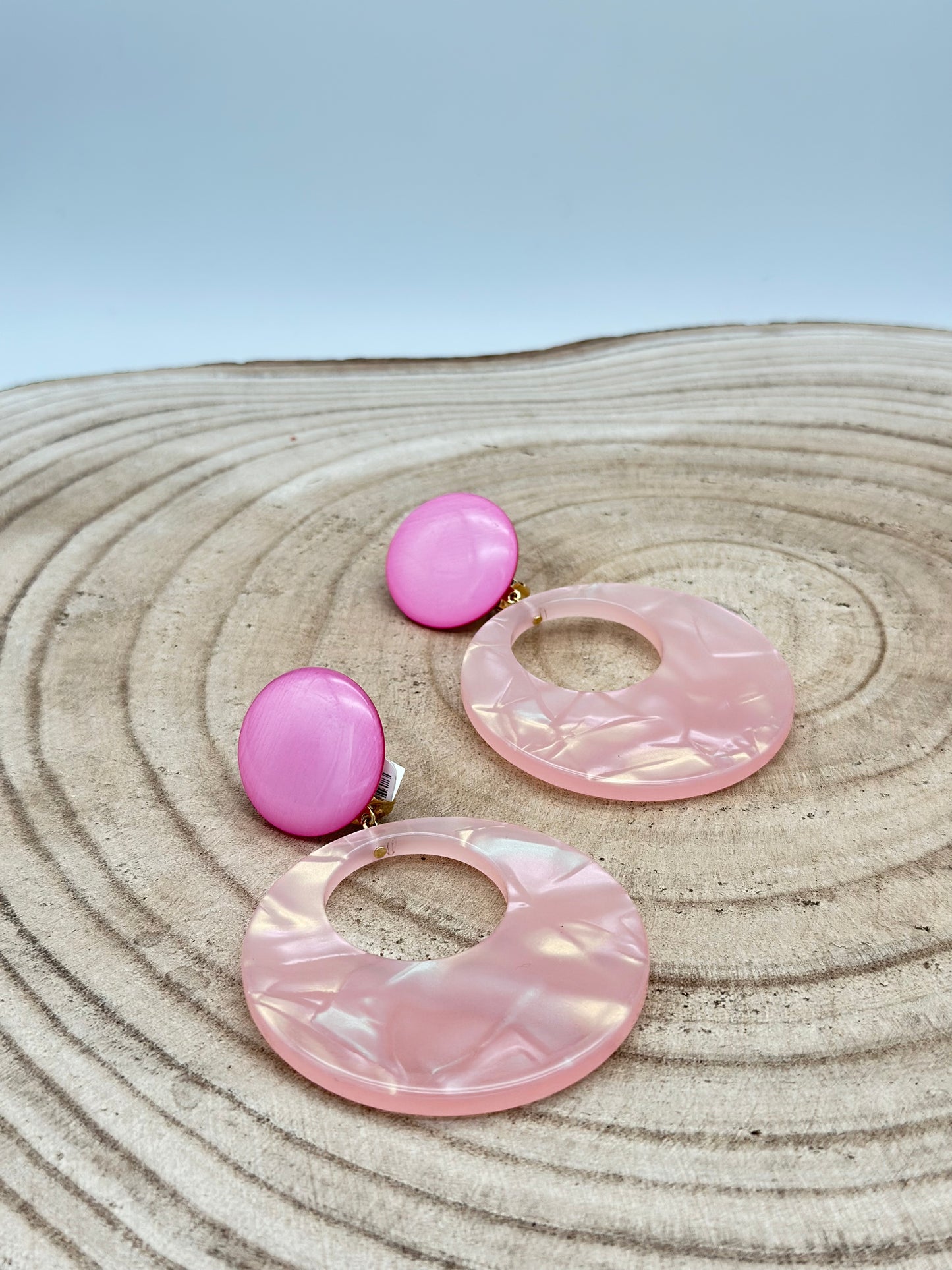 Boucles d’oreilles Arnica XL roses- Francine BRAMLI