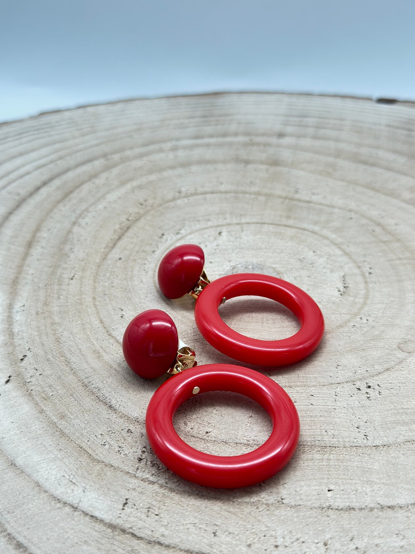 Boucles d’oreilles créole rouge - Francine BRAMLI