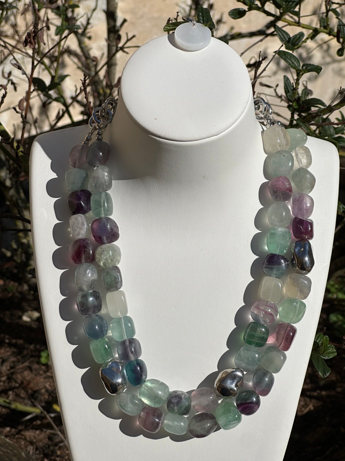 Collier perles vert et violet - Francine BRAMLI