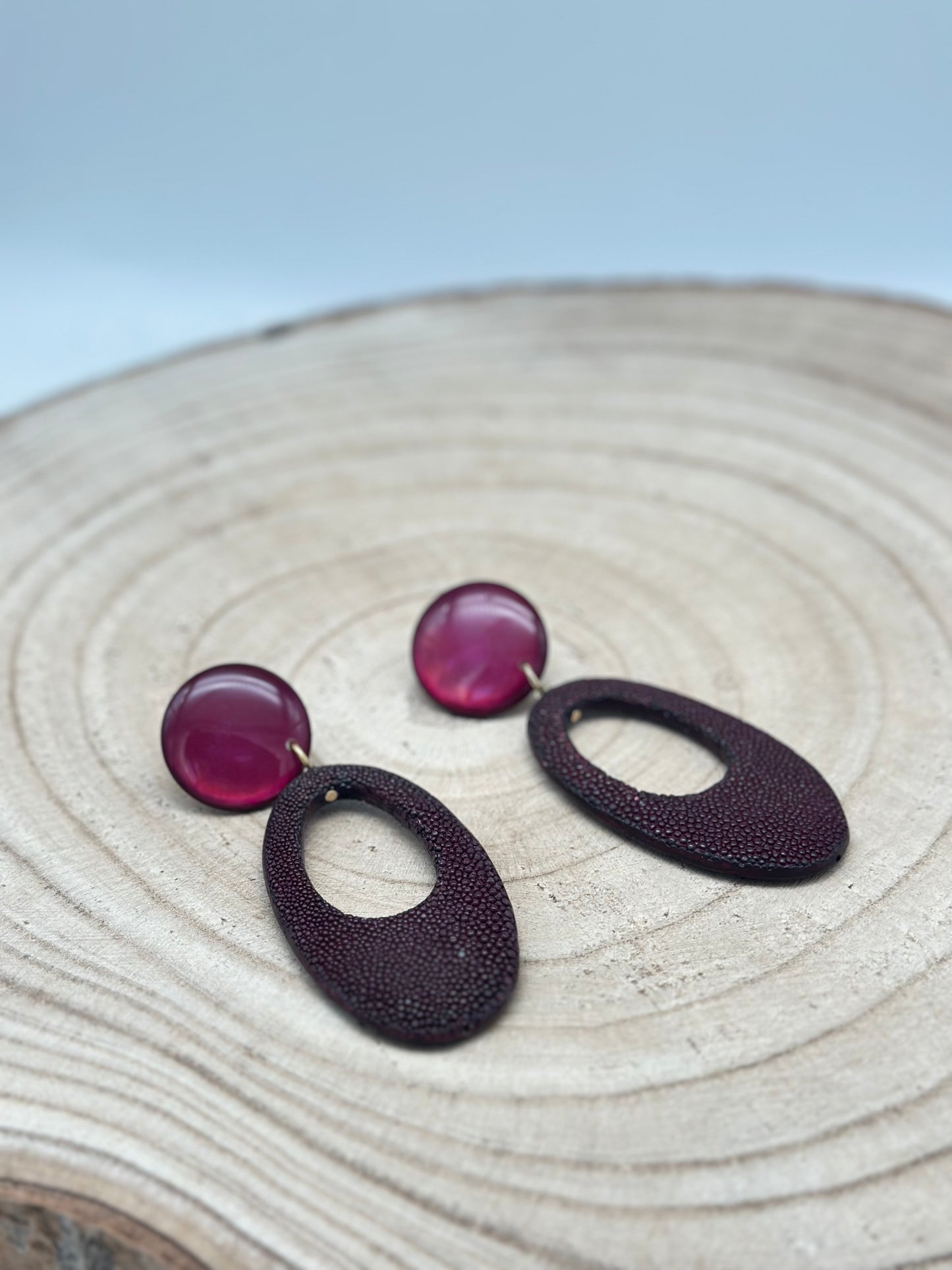 Boucles d’oreilles créoles galuchat - Francine BRAMLI