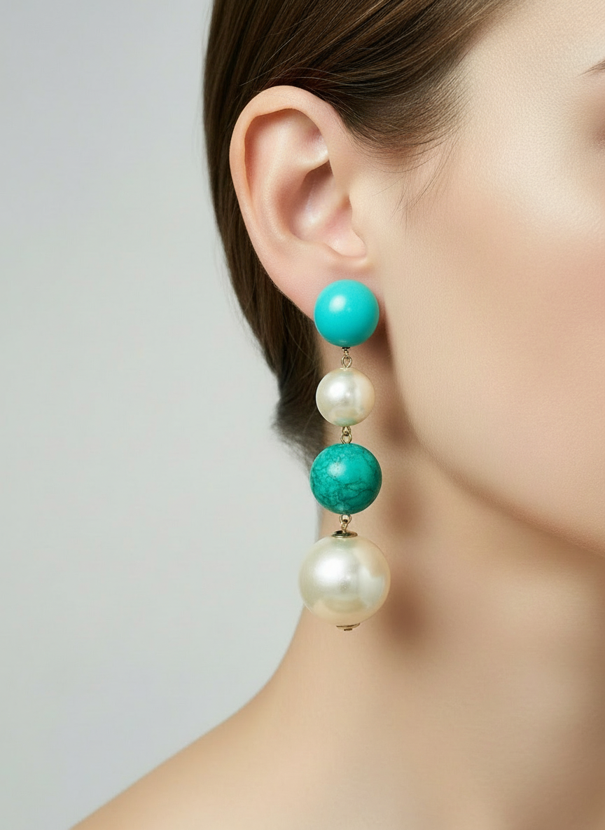 BOUCLES D’OREILLES PERLES D’IMITATION / FANTAISIE - Francine BRAMLI