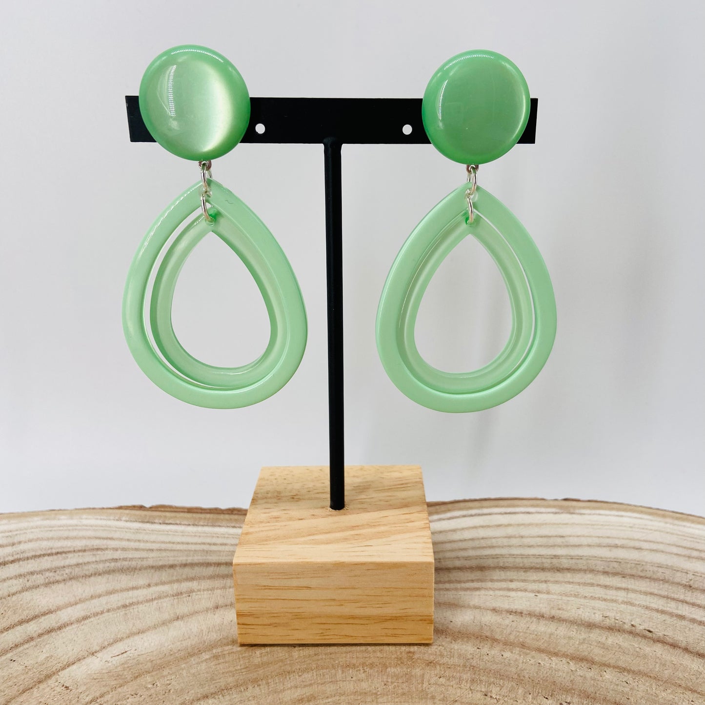BOUCLES D'OREILLES vertes gouttes - Francine BRAMLI
