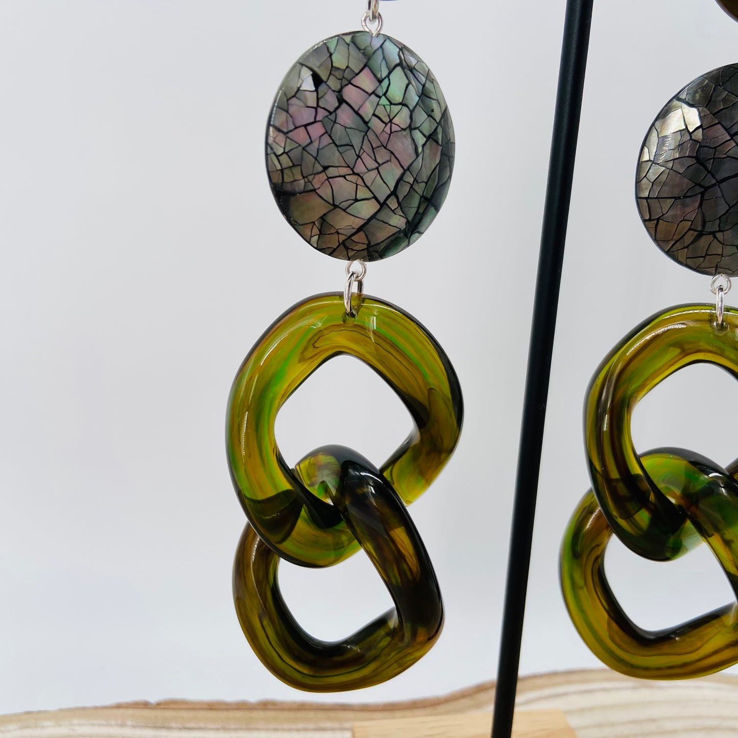 BOUCLES D'OREILLES MAILLONS Kaki - Francine BRAMLI