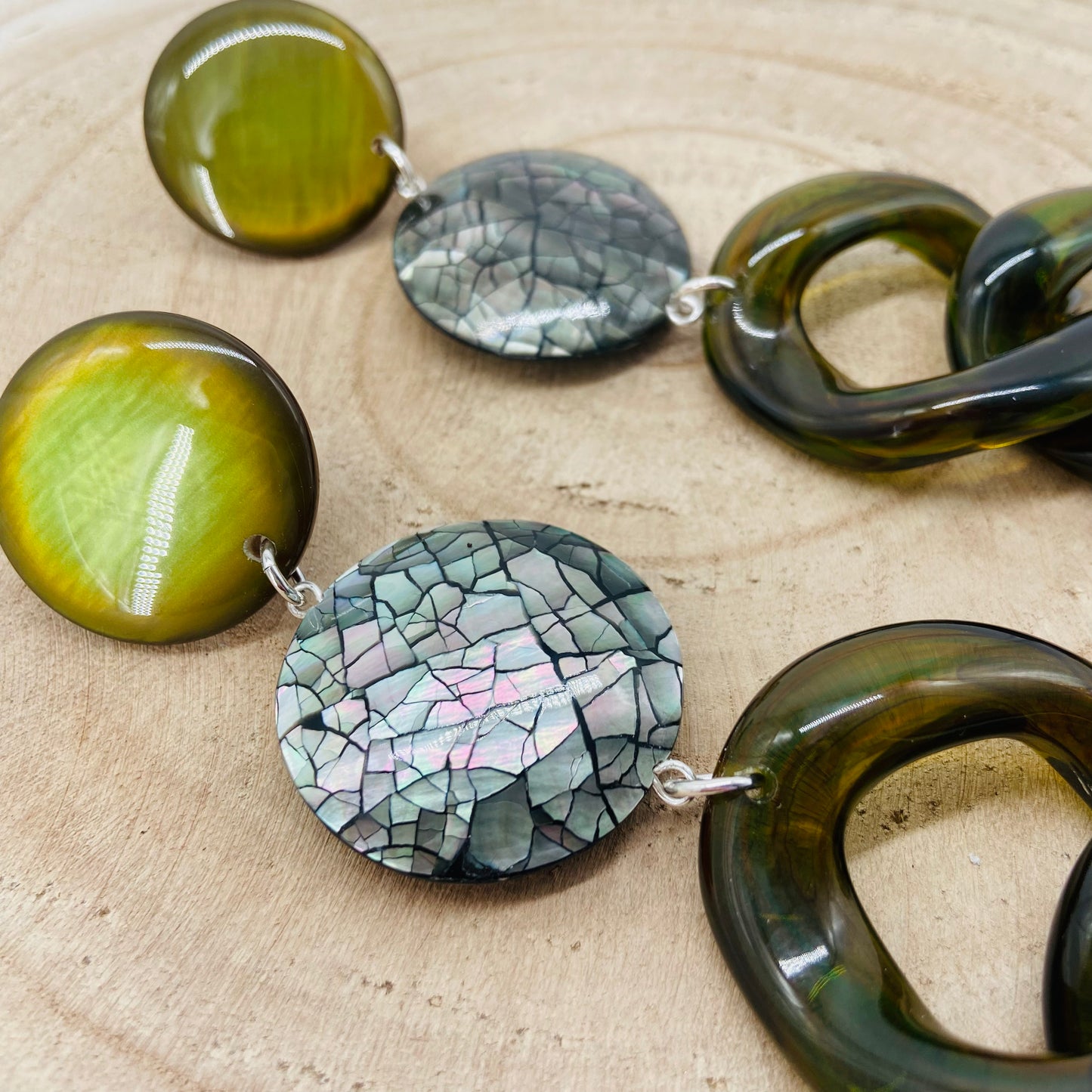 BOUCLES D'OREILLES MAILLONS Kaki - Francine BRAMLI