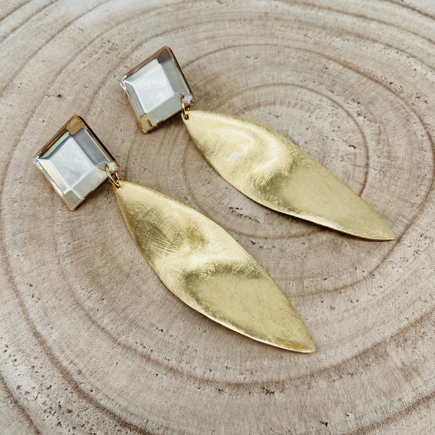 Boucles d'oreilles feuilles dorées - Francine BRAMLI