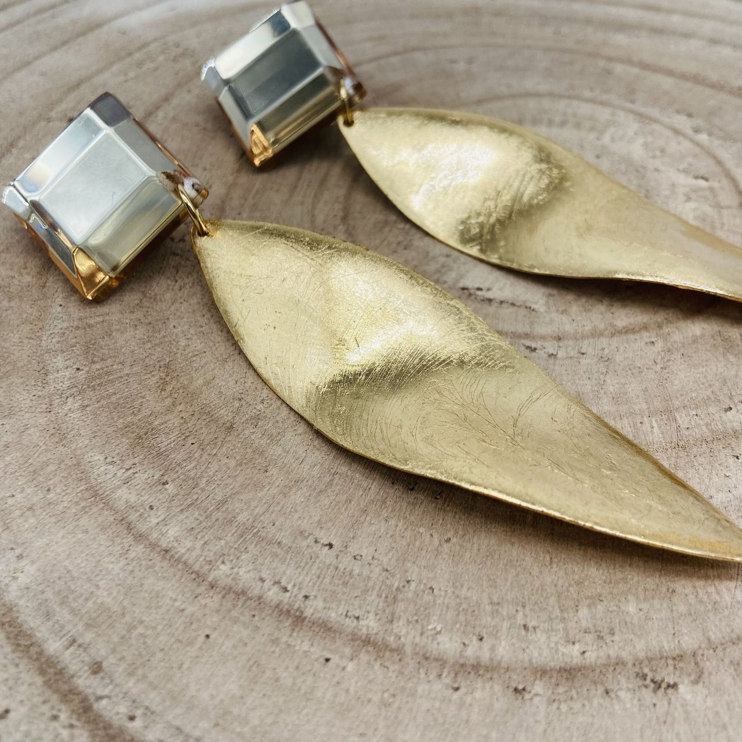 Boucles d'oreilles feuilles dorées - Francine BRAMLI