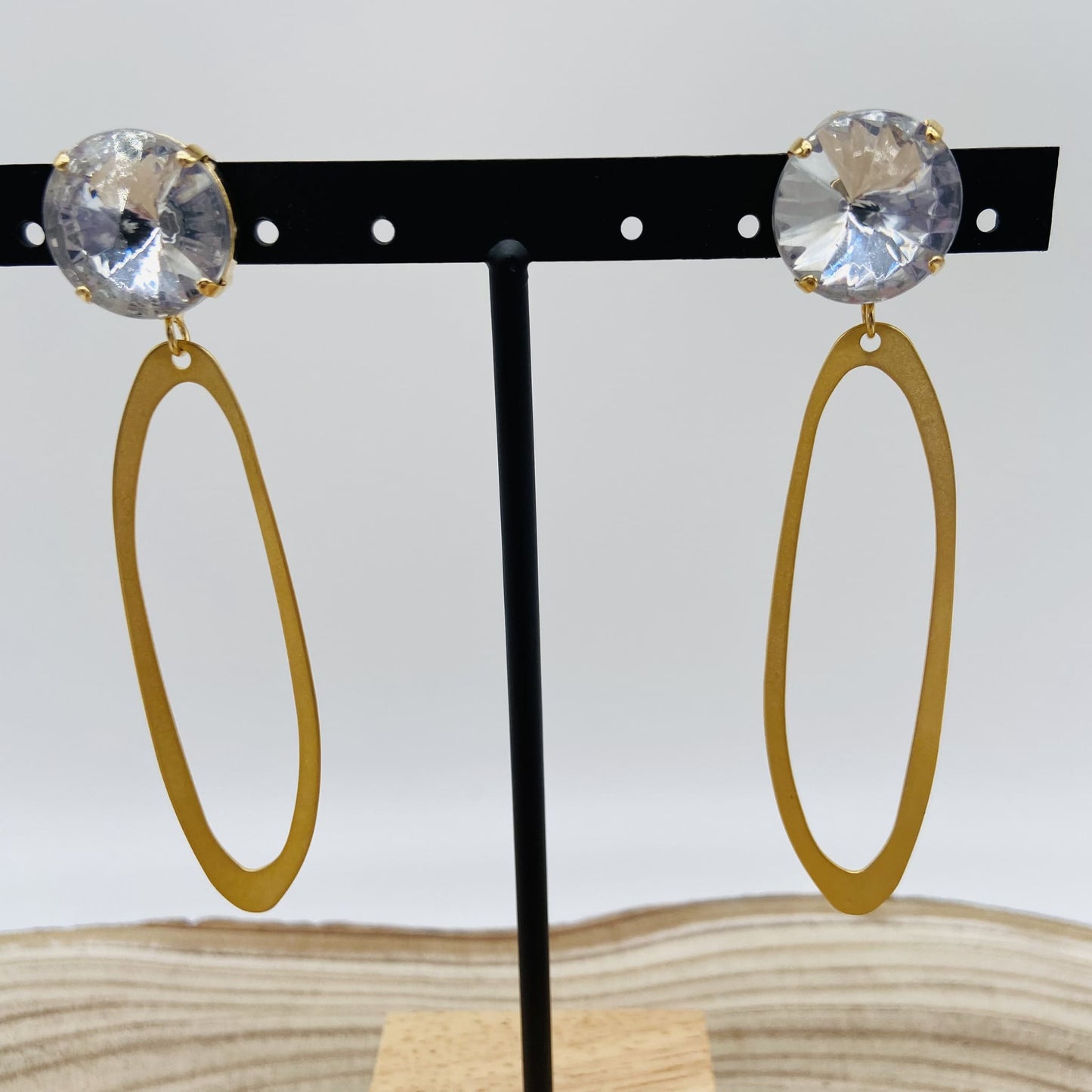 Boucles d'oreilles cabochon strass - Francine BRAMLI