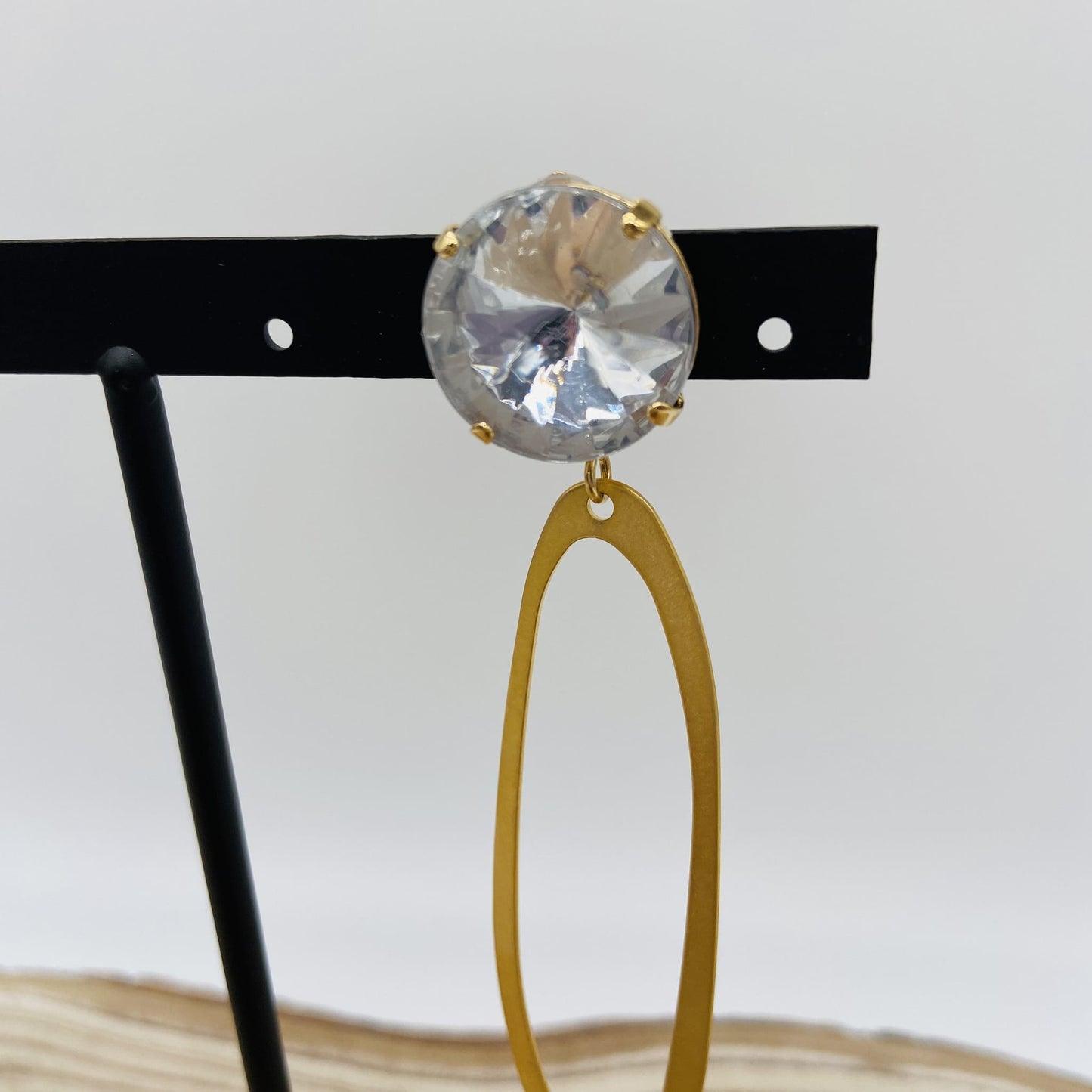 Boucles d'oreilles cabochon strass - Francine BRAMLI