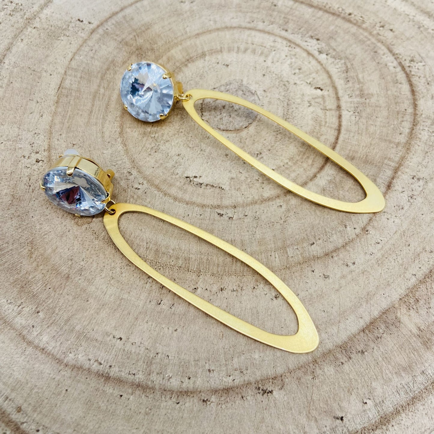 Boucles d'oreilles cabochon strass - Francine BRAMLI