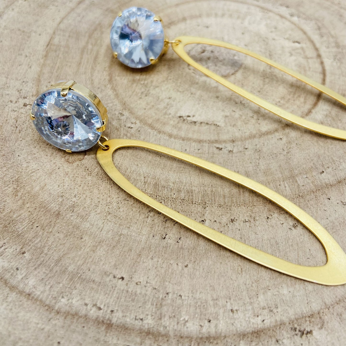 Boucles d'oreilles cabochon strass - Francine BRAMLI