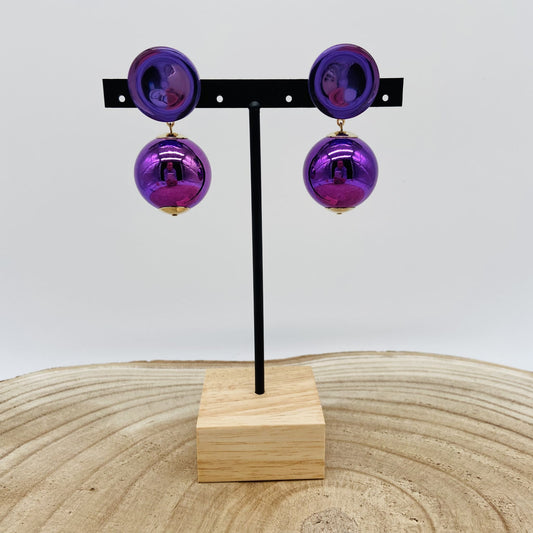 Boucles d'oreilles boule violette - Francine BRAMLI