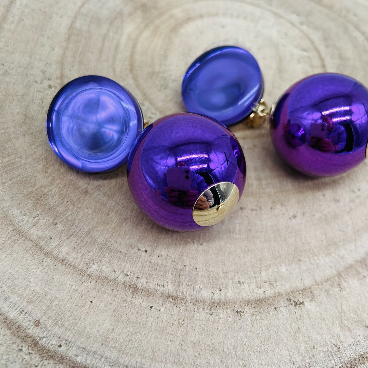 Boucles d'oreilles boule violette - Francine BRAMLI