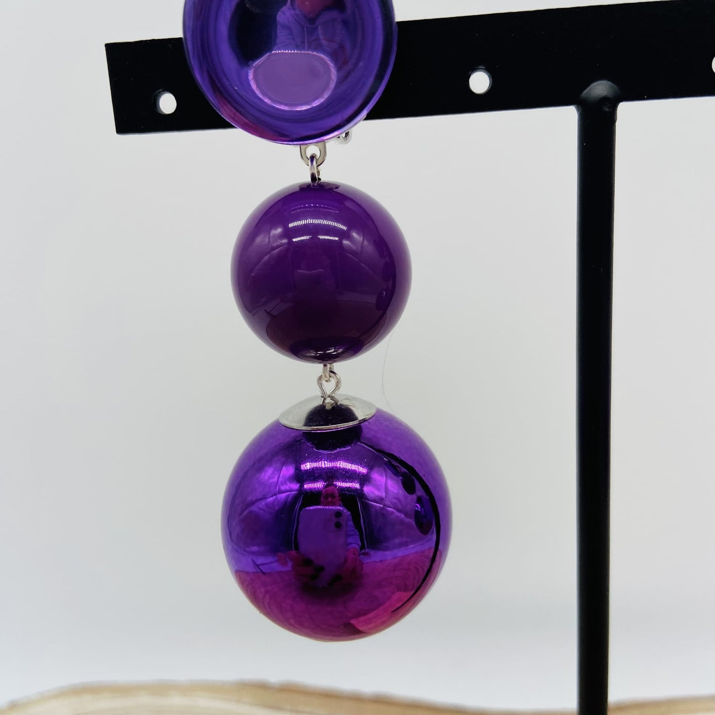 Boucles d'oreilles boules violettes - Francine BRAMLI