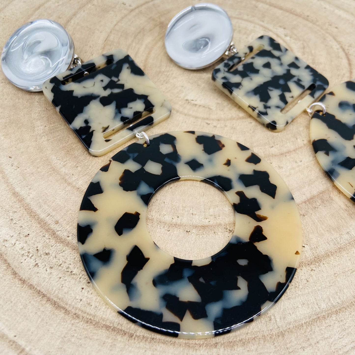 Boucles d'oreilles cabochon miroir - Francine BRAMLI