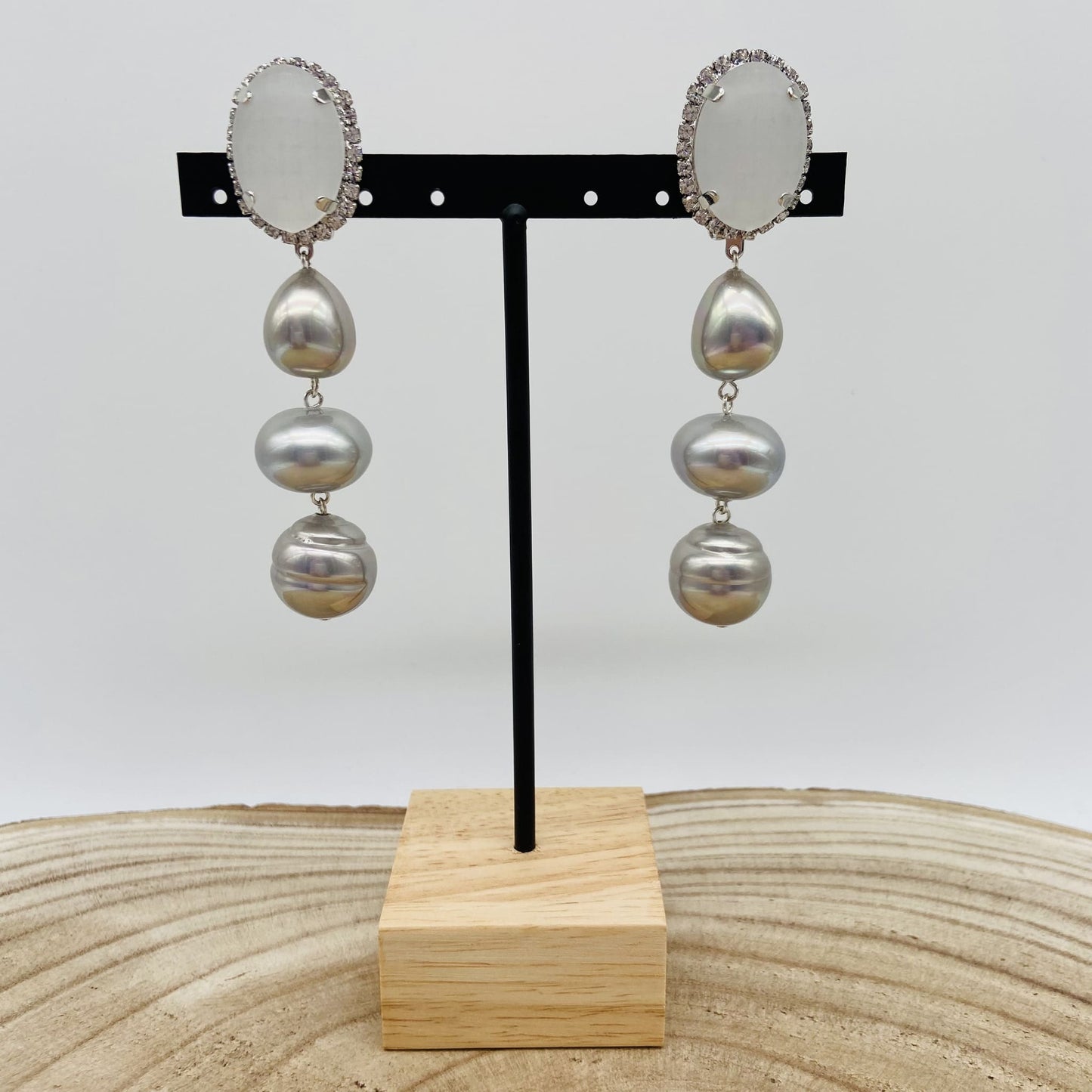 Boucles d'oreilles argentées et givrées - Francine BRAMLI
