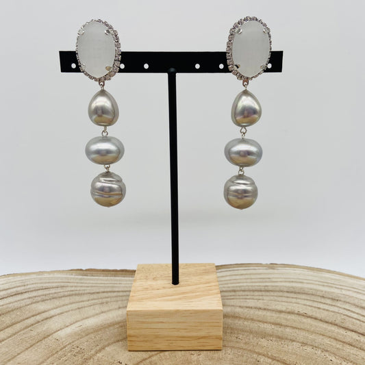 Boucles d'oreilles argentées et givrées - Francine BRAMLI