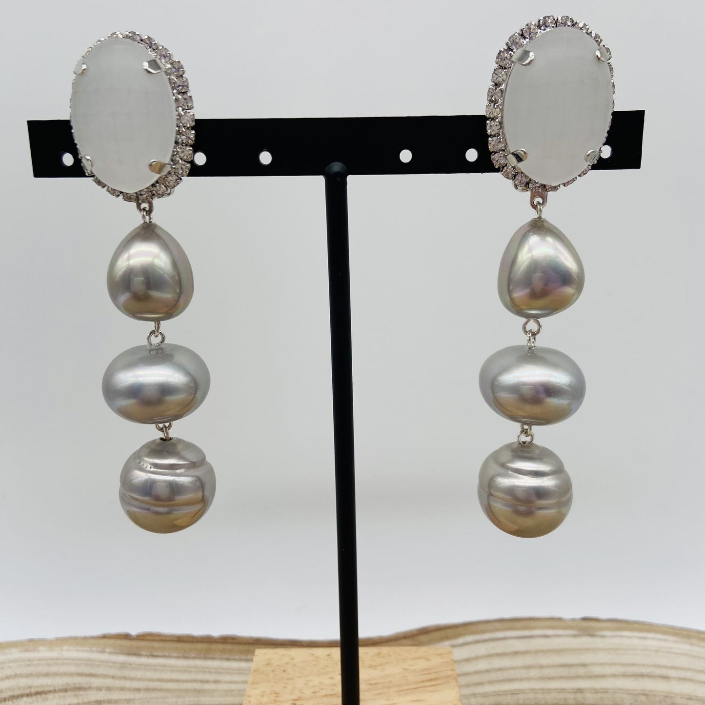 Boucles d'oreilles argentées et givrées - Francine BRAMLI