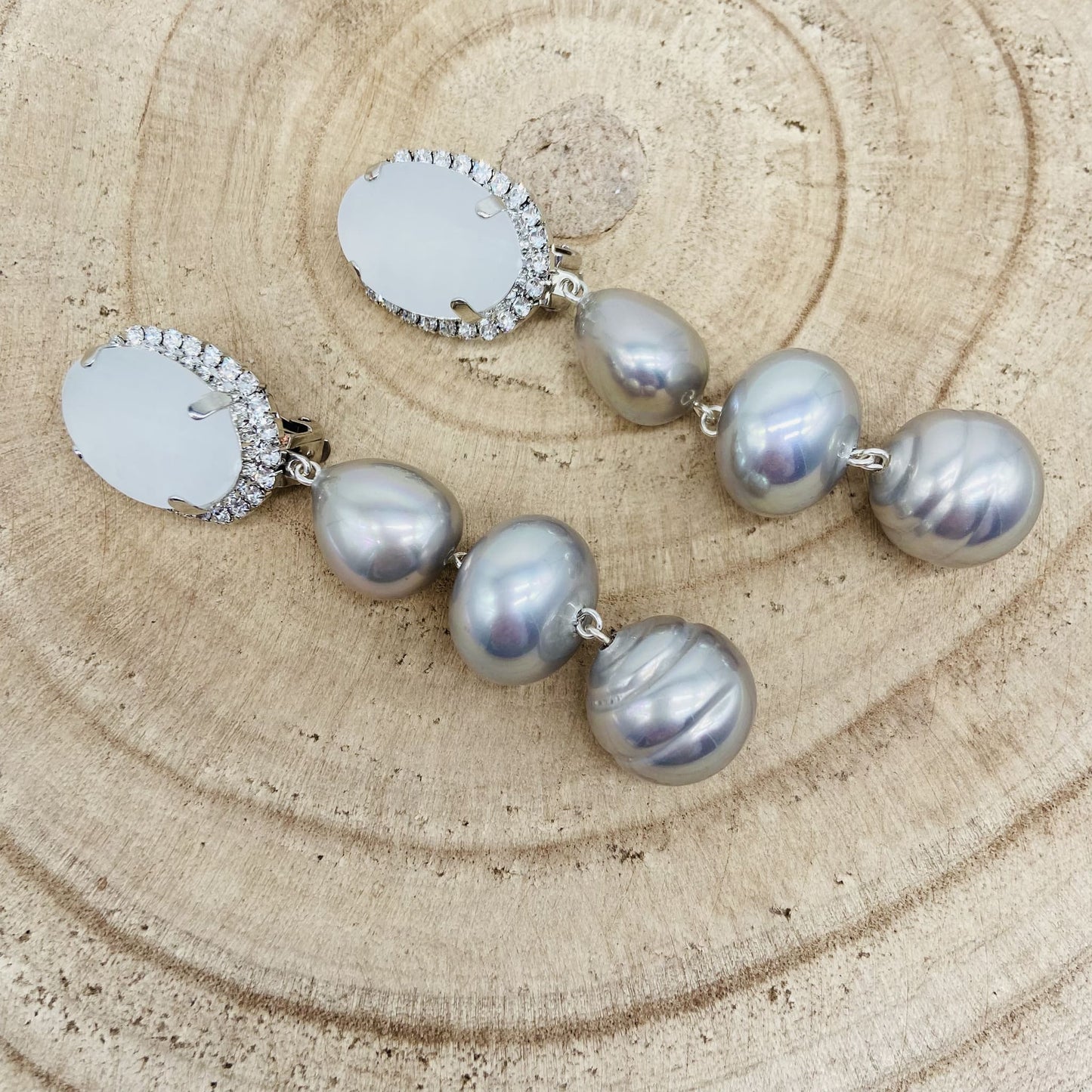 Boucles d'oreilles argentées et givrées - Francine BRAMLI