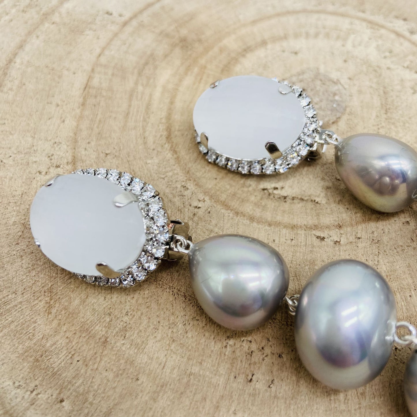 Boucles d'oreilles argentées et givrées - Francine BRAMLI