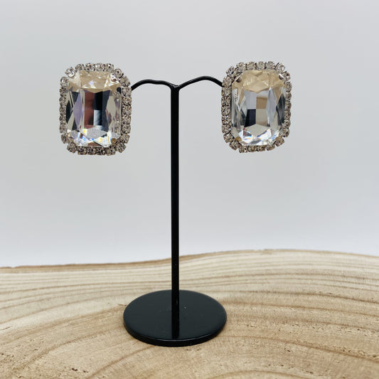 Boucles d'oreilles argentées rectangulaires - Francine BRAMLI