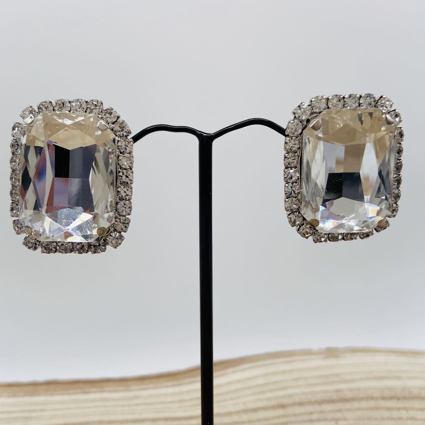 Boucles d'oreilles argentées rectangulaires - Francine BRAMLI