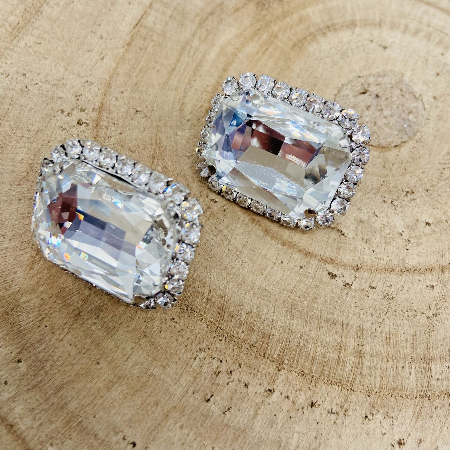 Boucles d'oreilles argentées rectangulaires - Francine BRAMLI