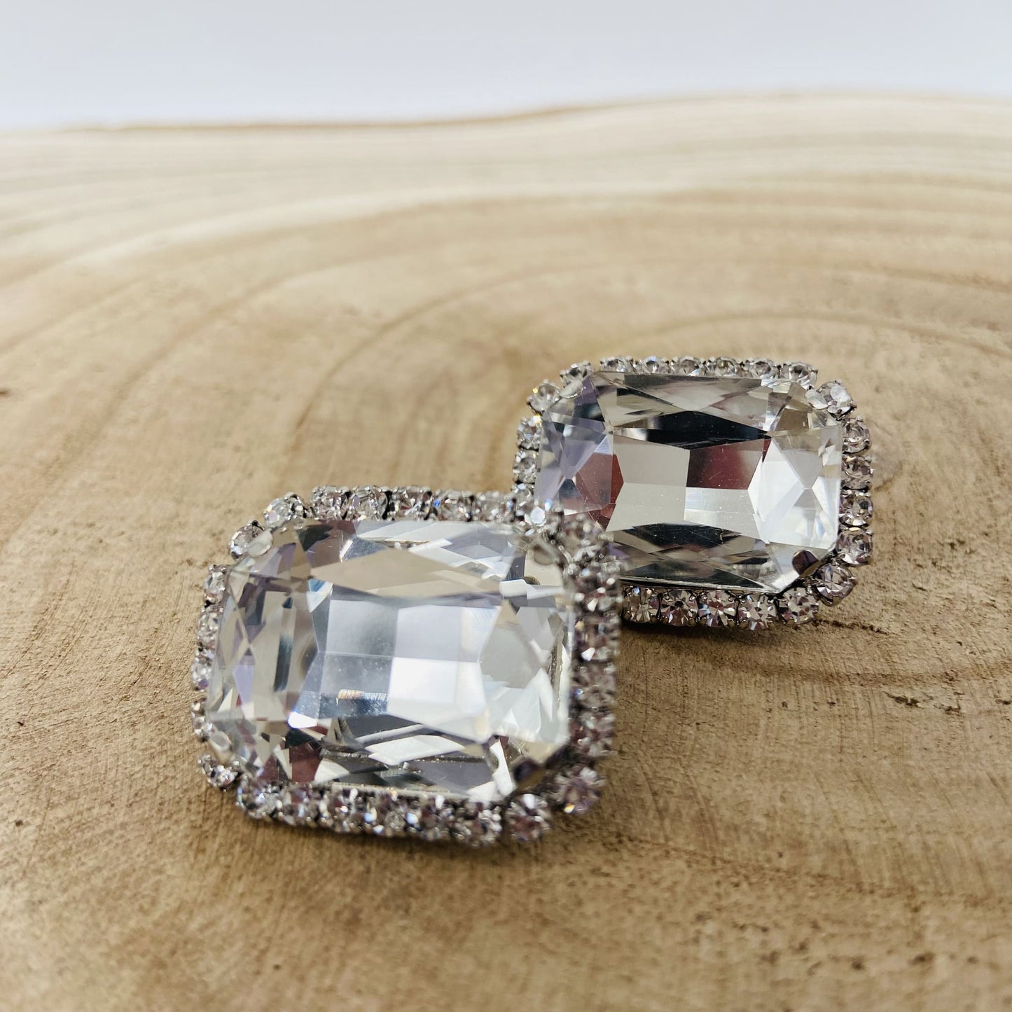 Boucles d'oreilles argentées rectangulaires - Francine BRAMLI