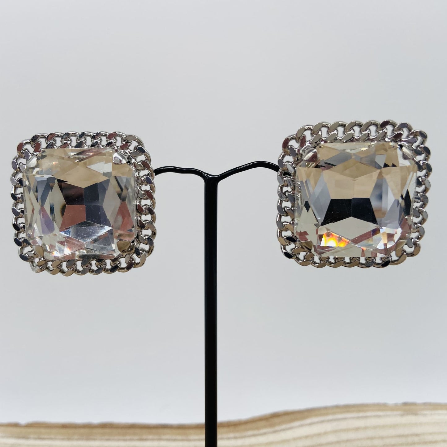 Boucles d'oreilles argentées carrées - Francine BRAMLI