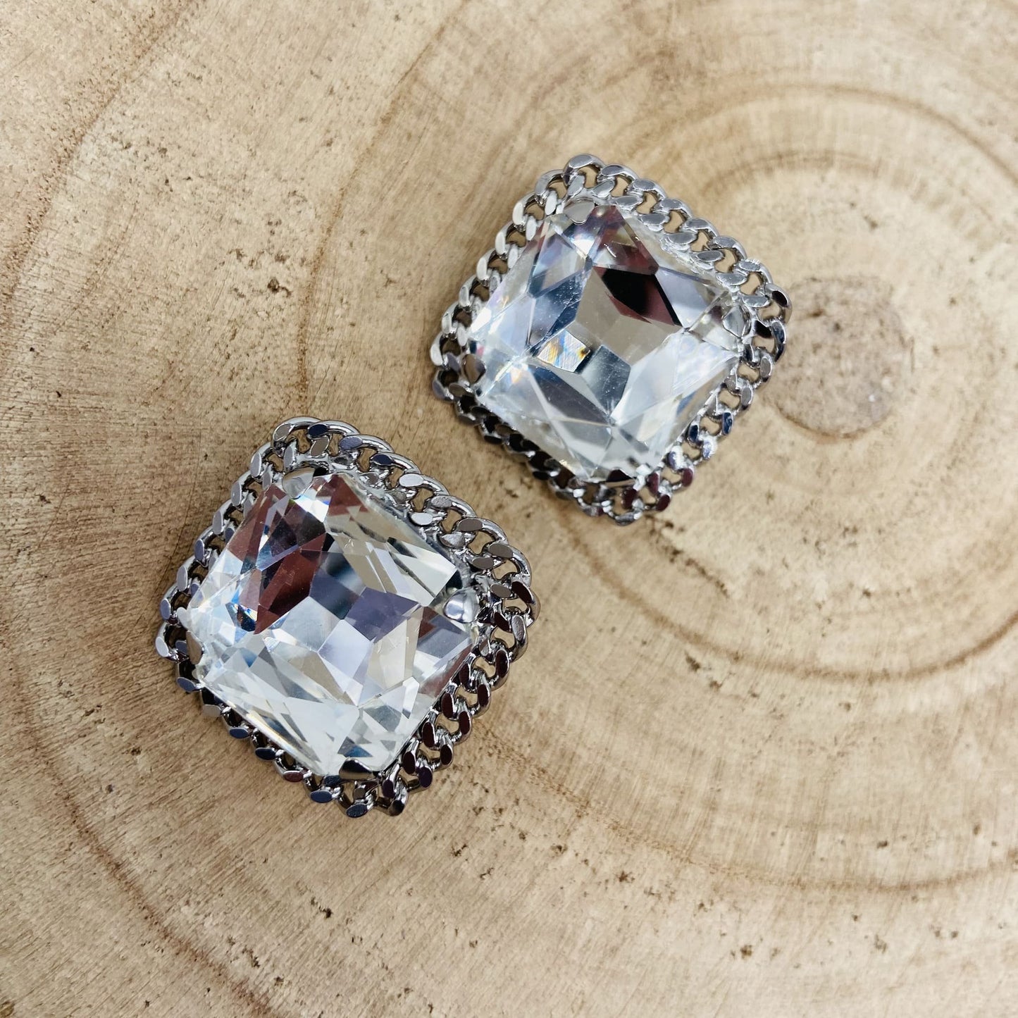 Boucles d'oreilles argentées carrées - Francine BRAMLI