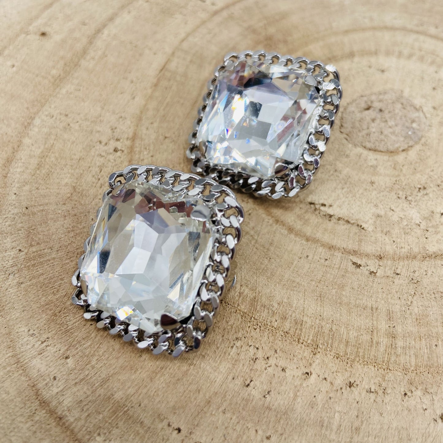 Boucles d'oreilles argentées carrées - Francine BRAMLI