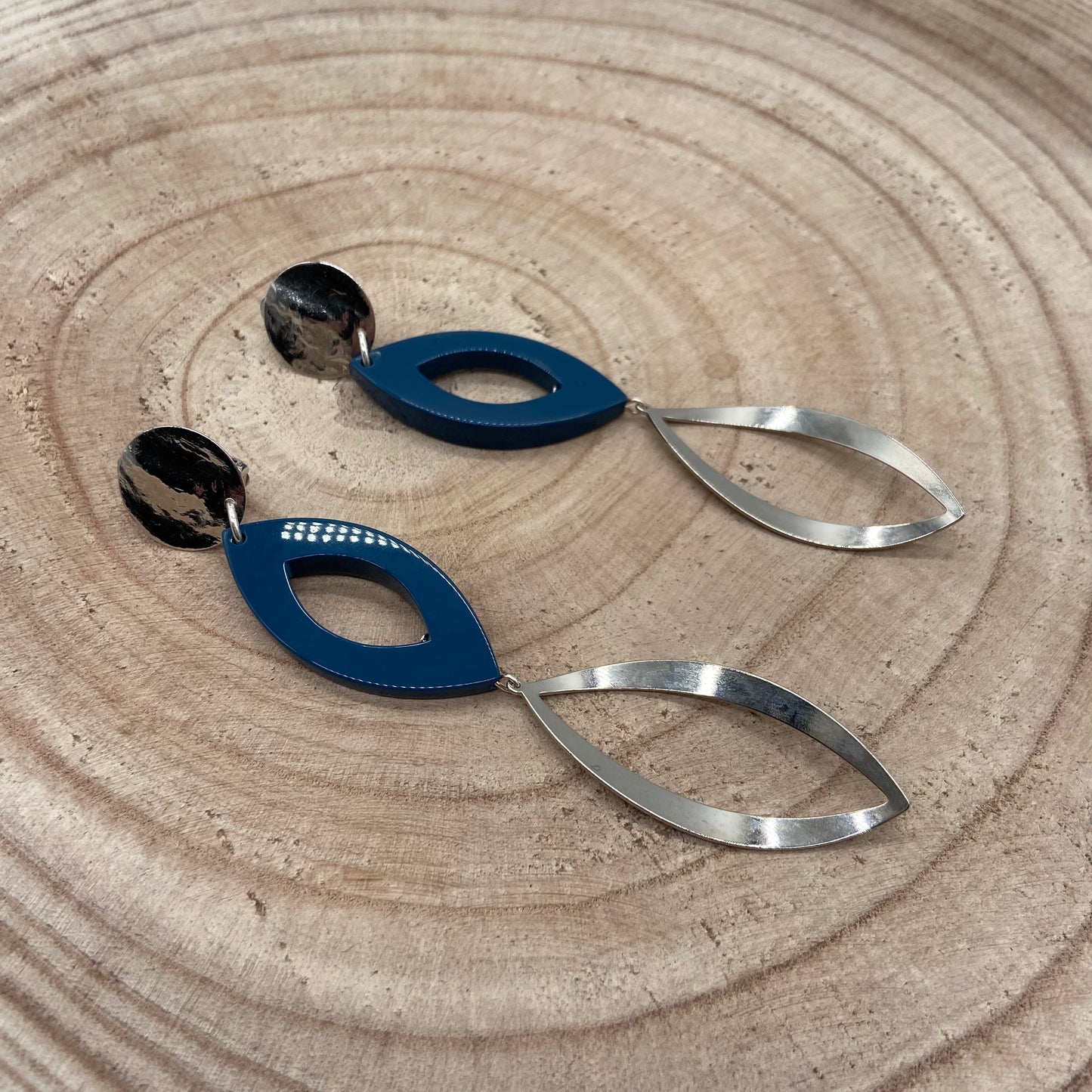 Boucles d'oreilles bleues et argent - Francine BRAMLI