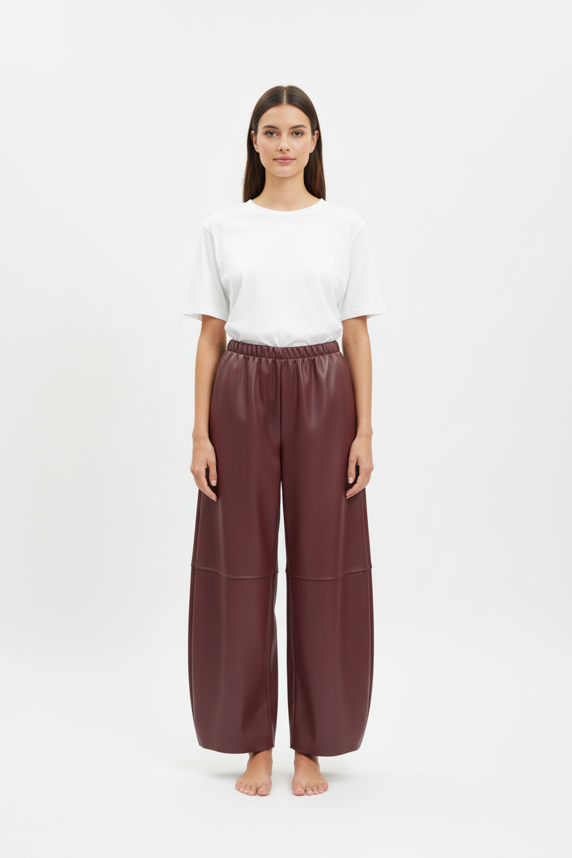pantalon Simili cuir bordeaux