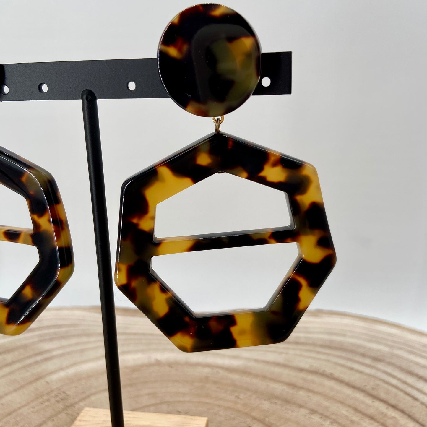 BOUCLES D'OREILLES marrons tachetées - Francine BRAMLI