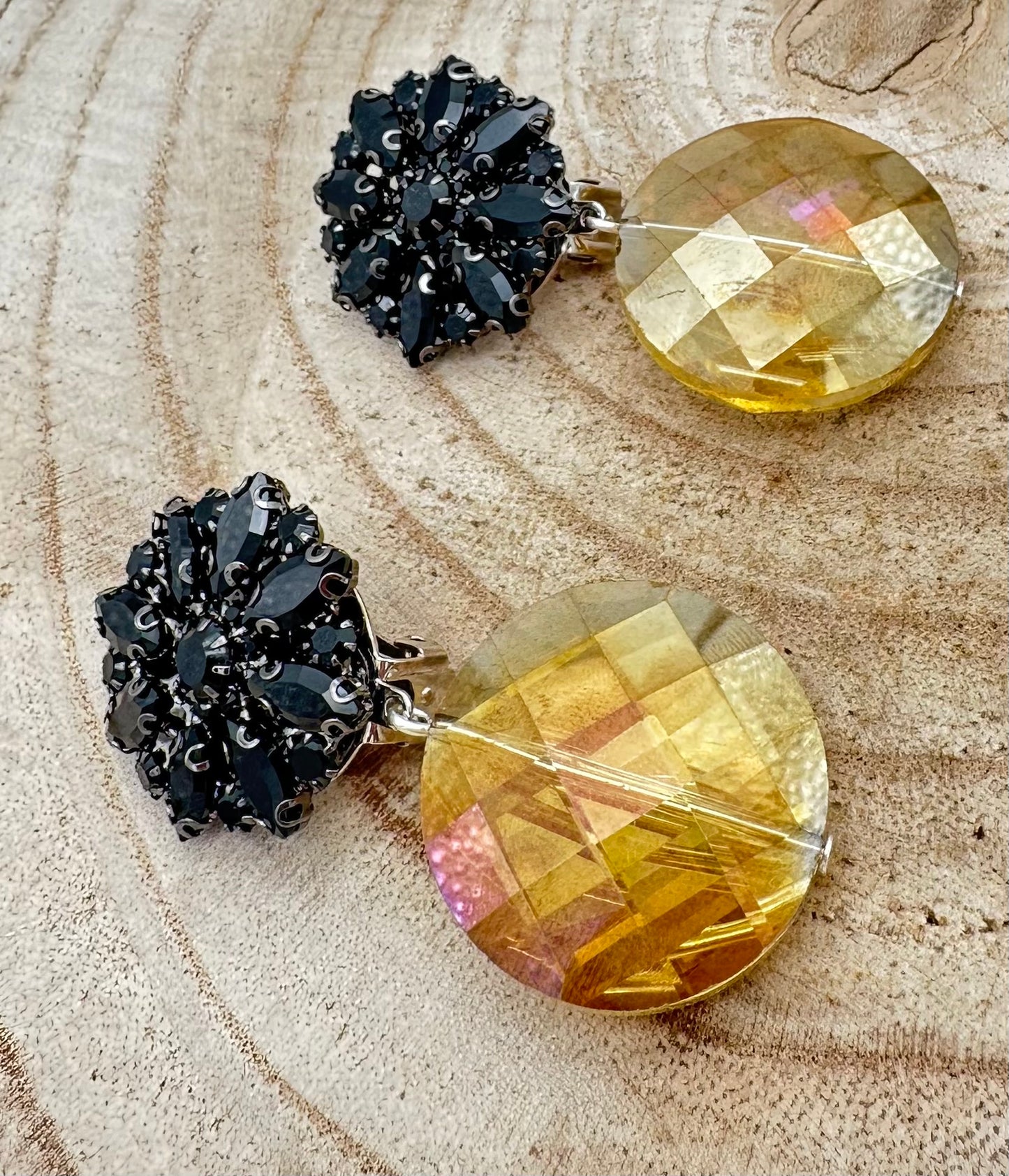 BO en cristal jaune et noir - Francine BRAMLI