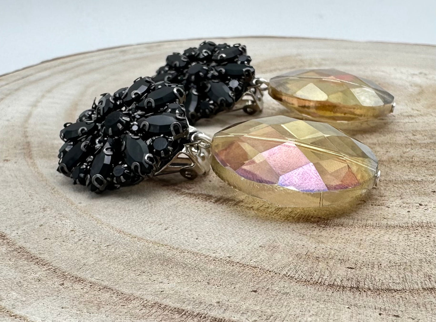 BO en cristal jaune et noir - Francine BRAMLI