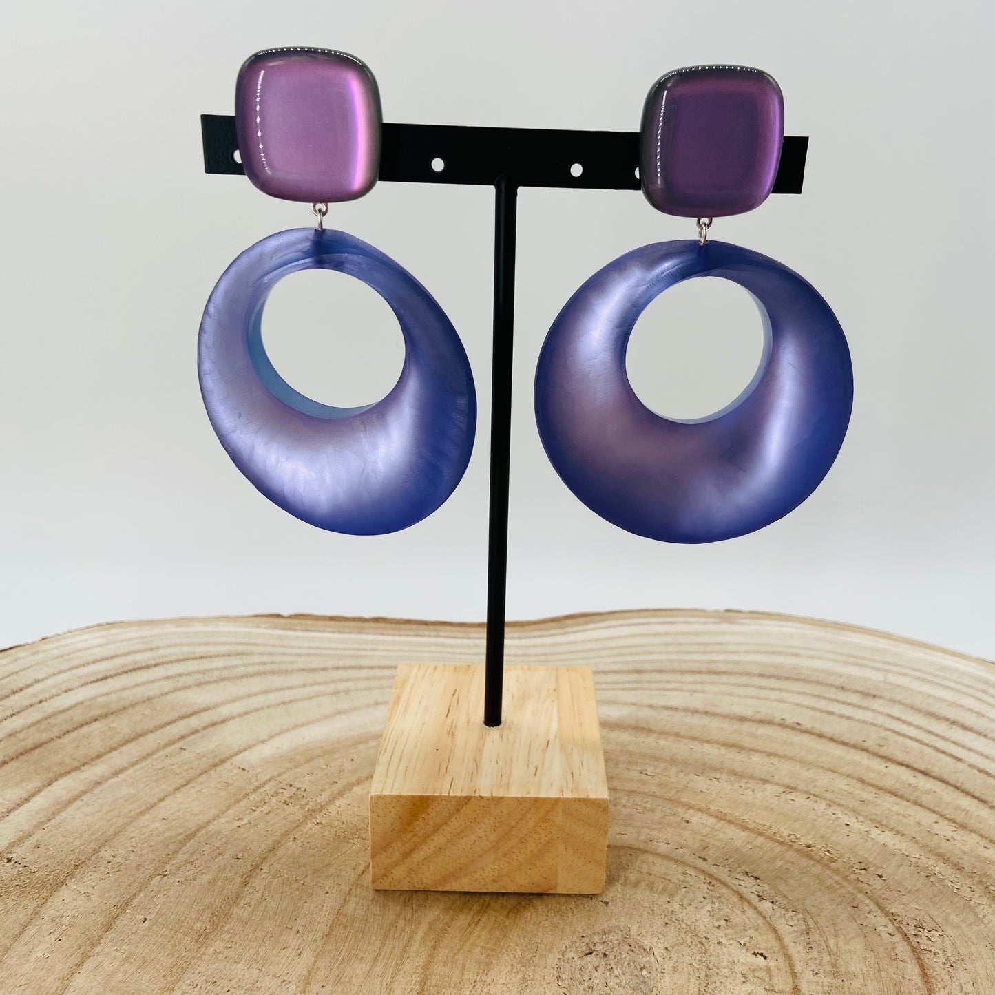 BOUCLES D'OREILLES créoles mauves - Francine BRAMLI
