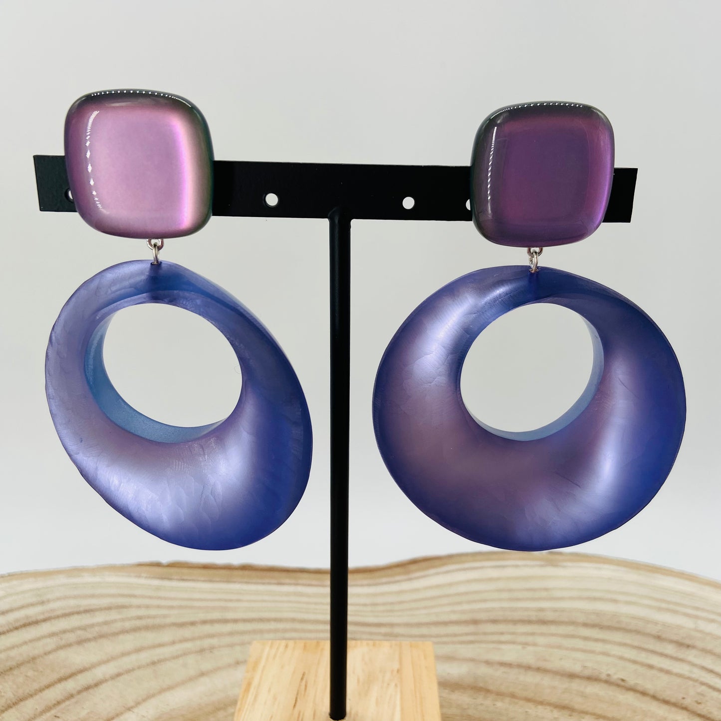 BOUCLES D'OREILLES créoles mauves - Francine BRAMLI