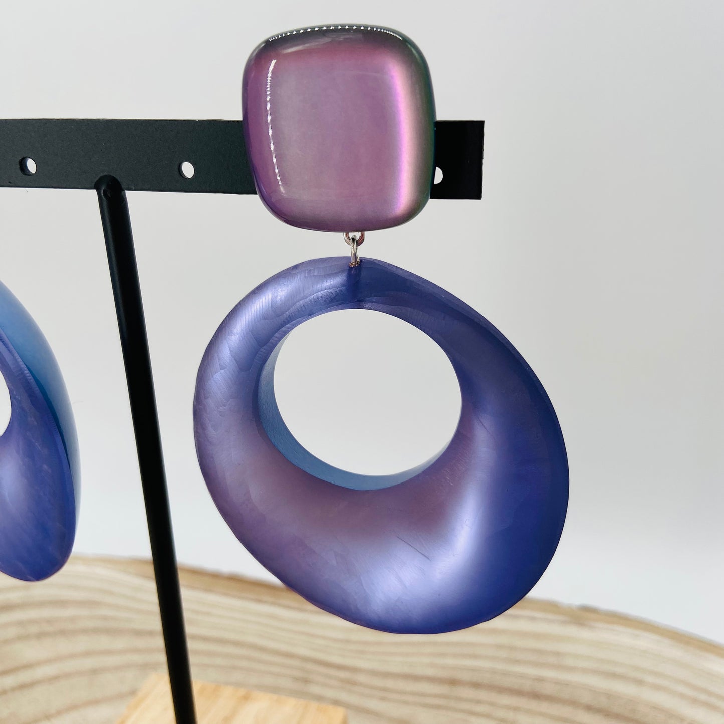 BOUCLES D'OREILLES créoles mauves - Francine BRAMLI