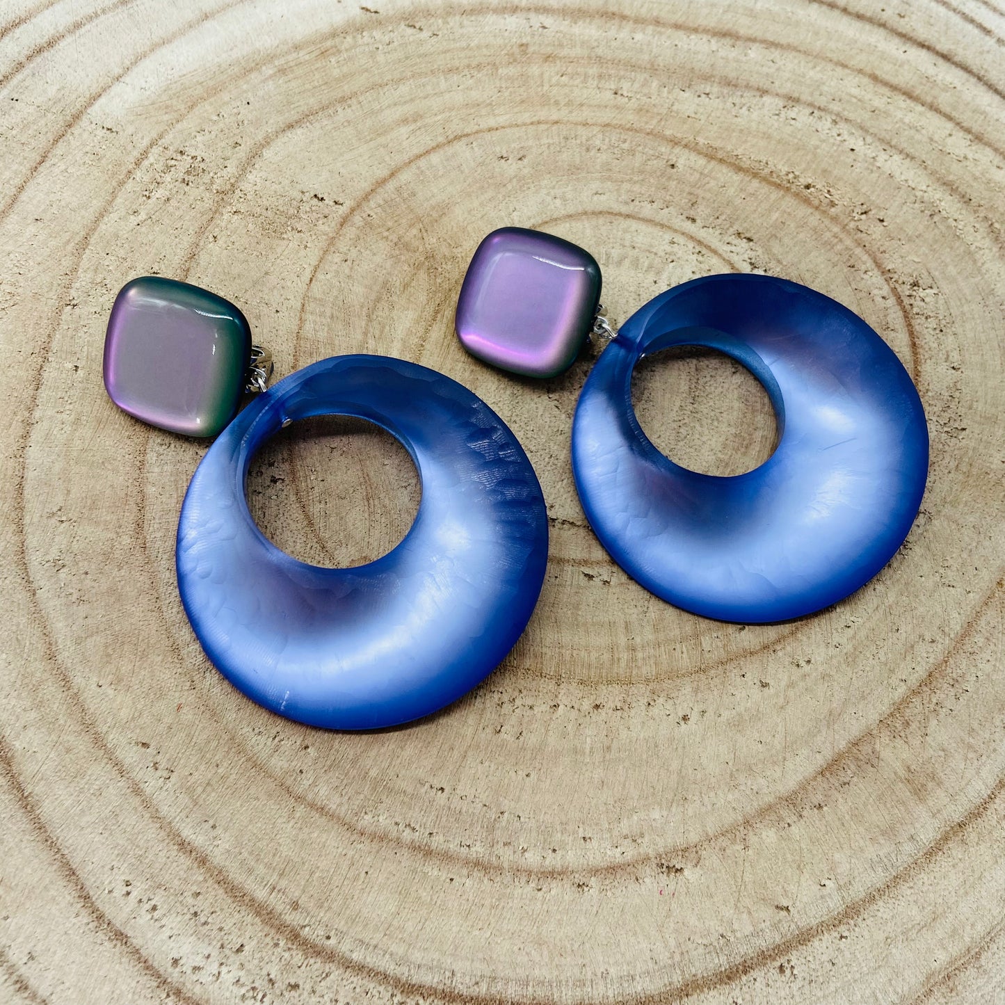 BOUCLES D'OREILLES créoles mauves - Francine BRAMLI
