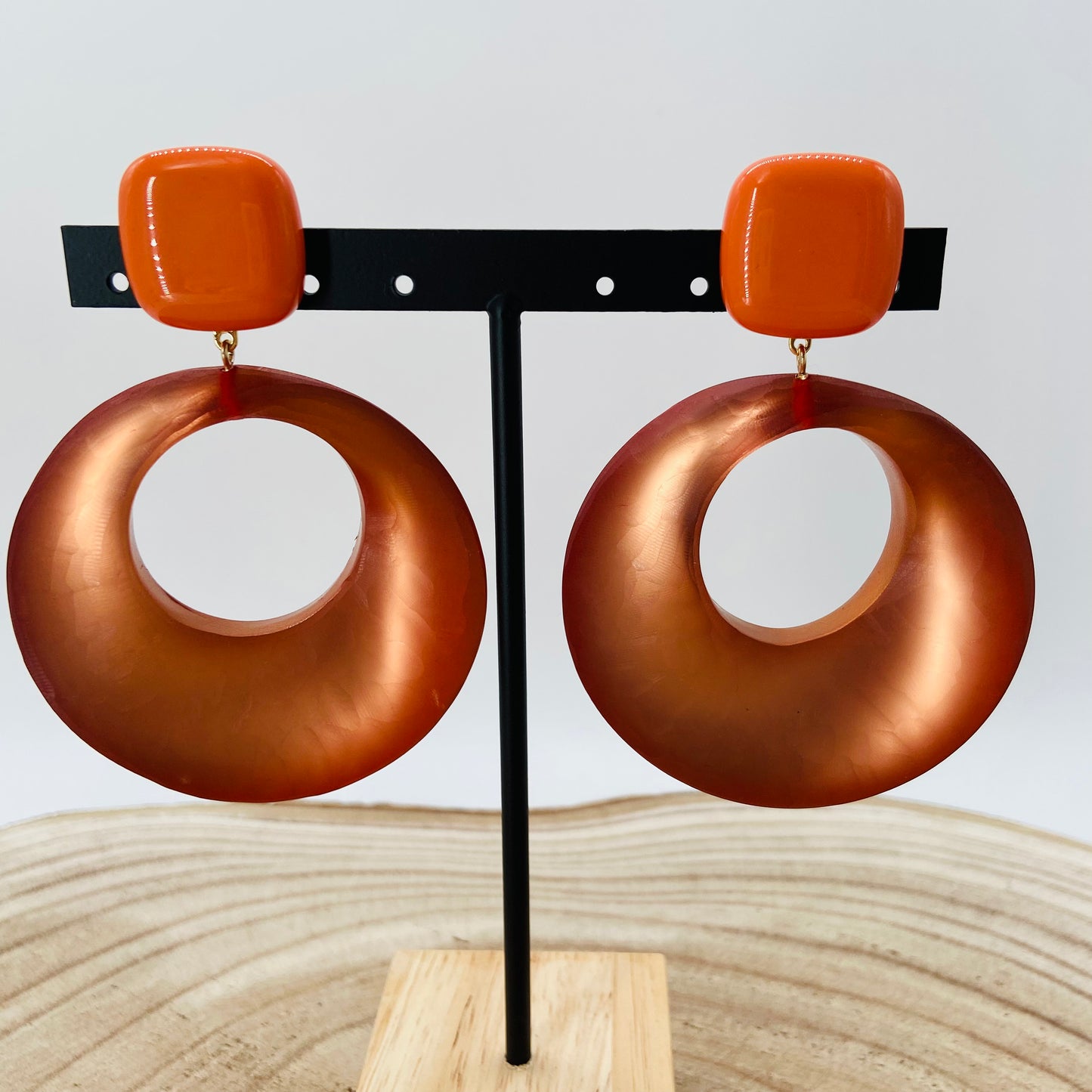 BOUCLES D'OREILLES créoles oranges - Francine BRAMLI