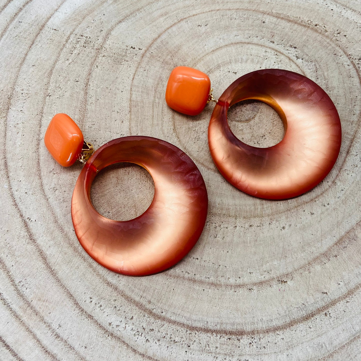 BOUCLES D'OREILLES créoles oranges - Francine BRAMLI