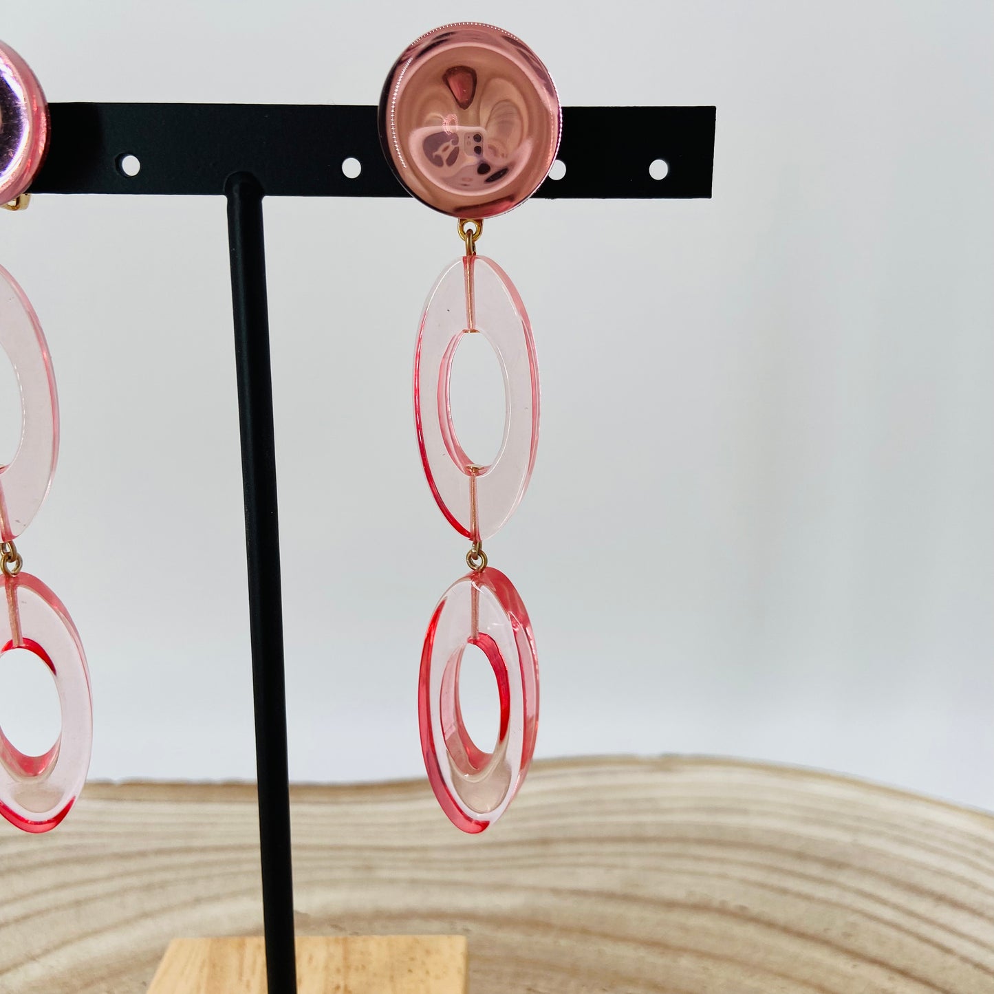 BOUCLES D'OREILLES roses doubles anneaux - Francine BRAMLI